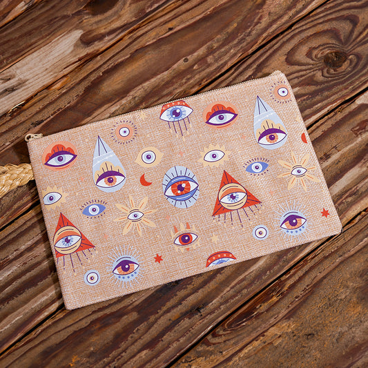 Colorful Eyes Jute Clutch Bag