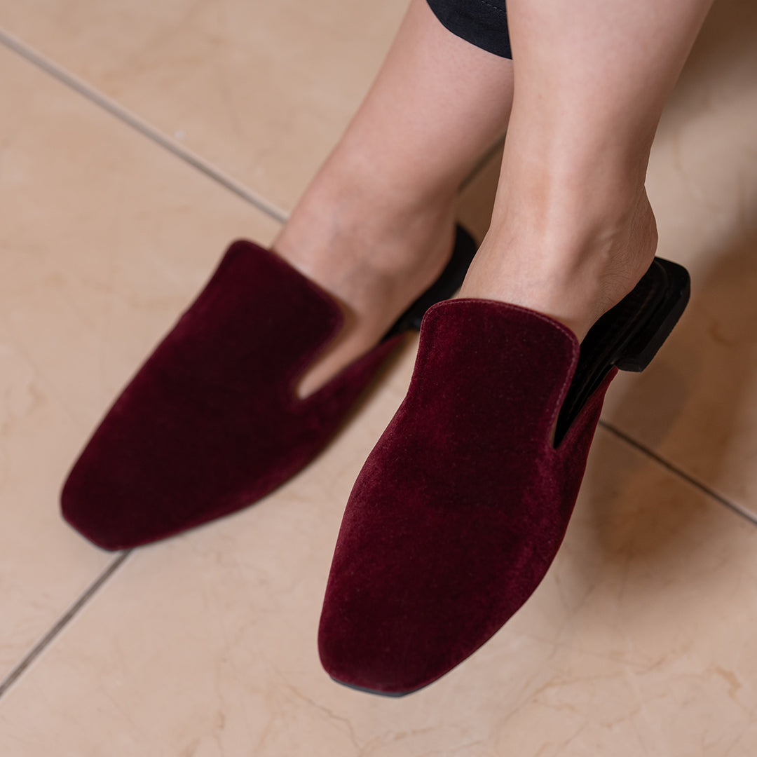 Women's Suede Mules - Red