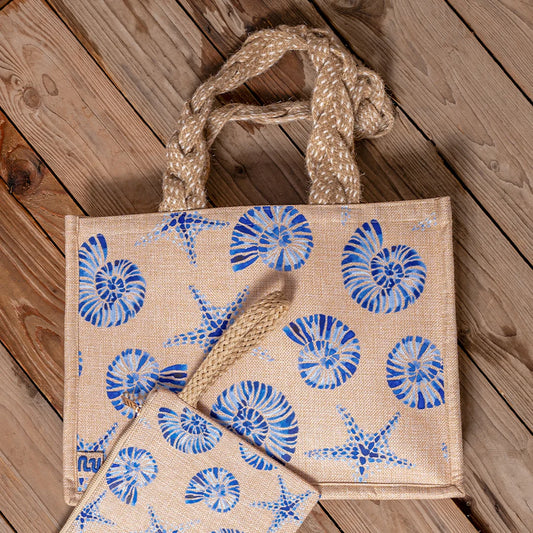 Sea Shells Jute Tote Bag