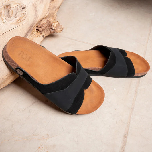 Suede Slides Black