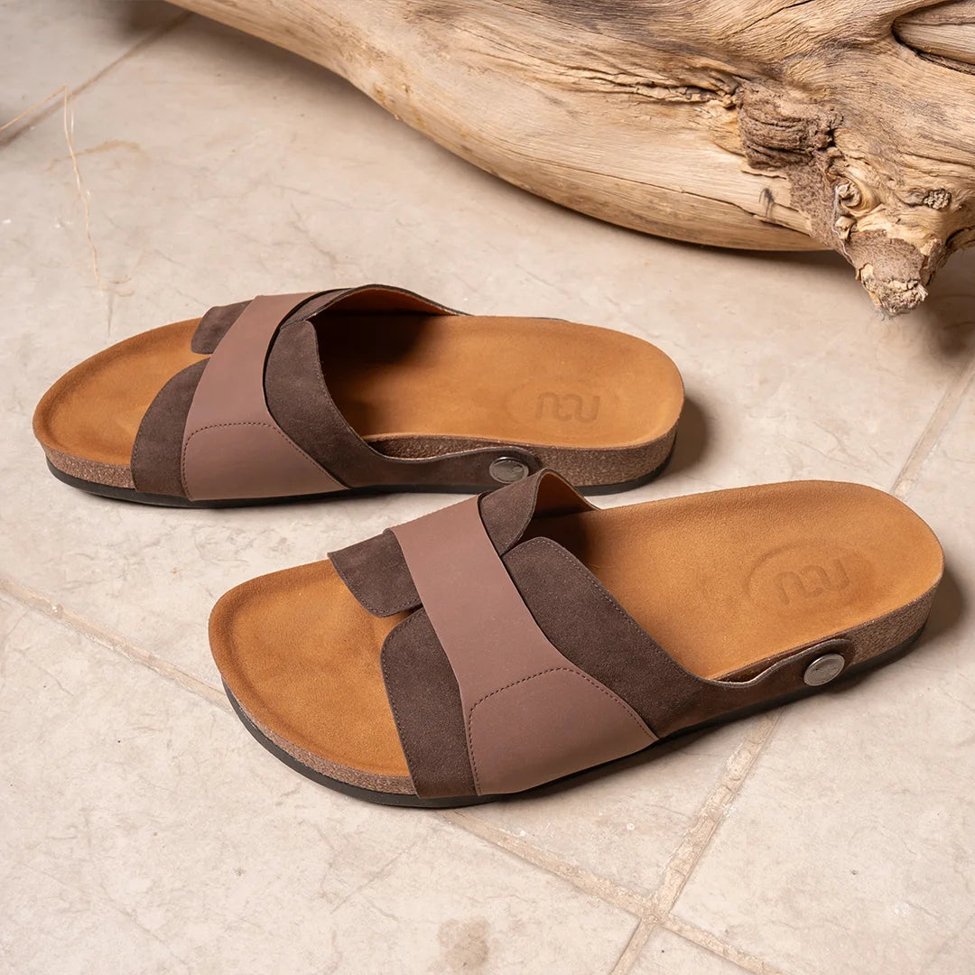 Suede Slides Brown