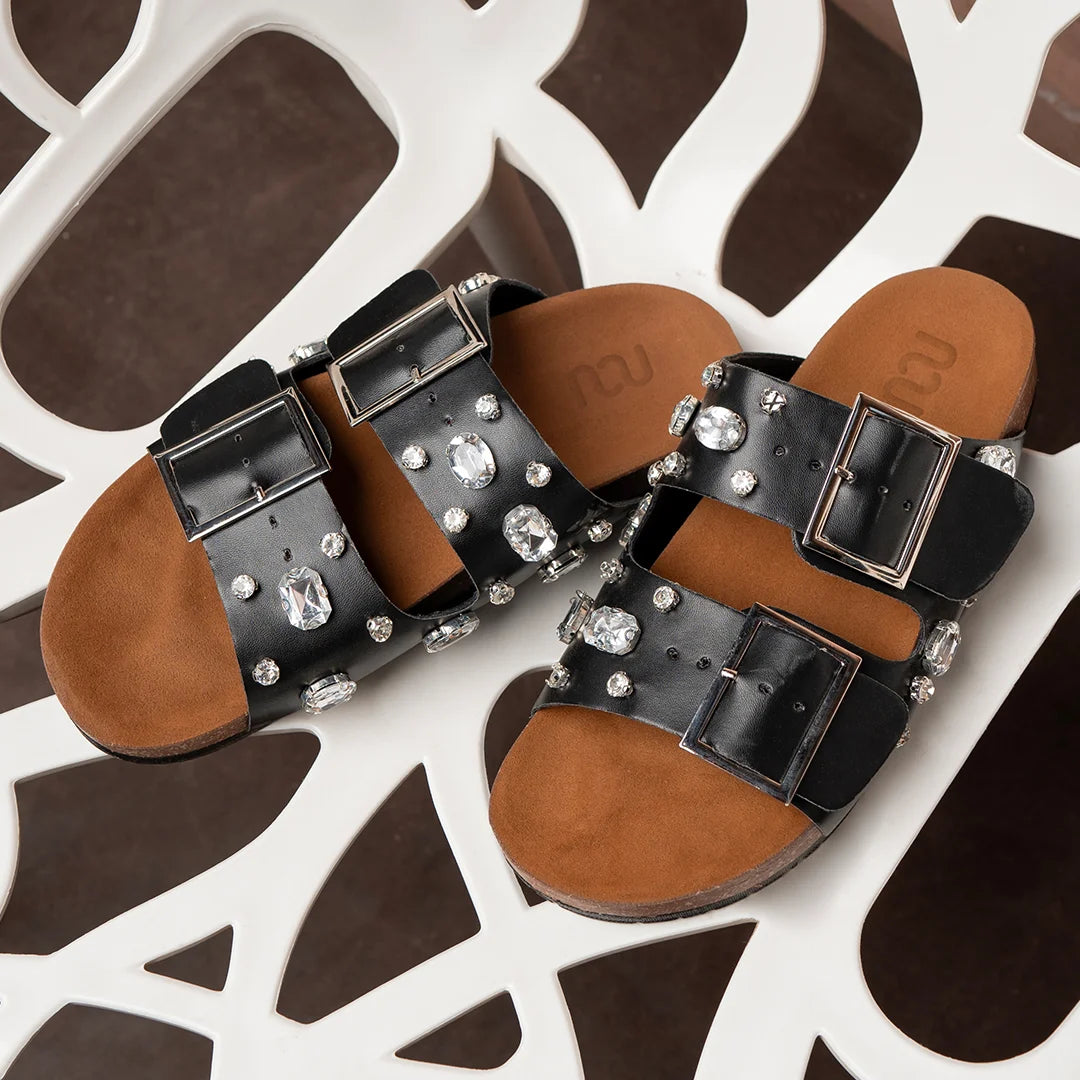 Gemstone Sandals Black