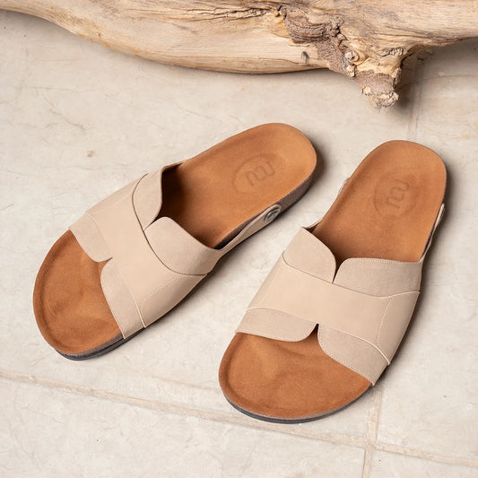 Suede Slides Beige