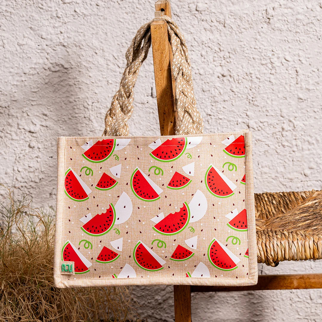 Watermelon Jute Tote Bag