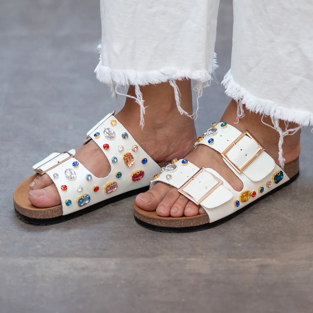 Gemstone Sandals White