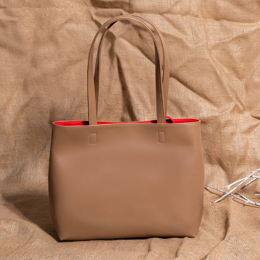 Leather Shoulder Bag with Pouch Havane