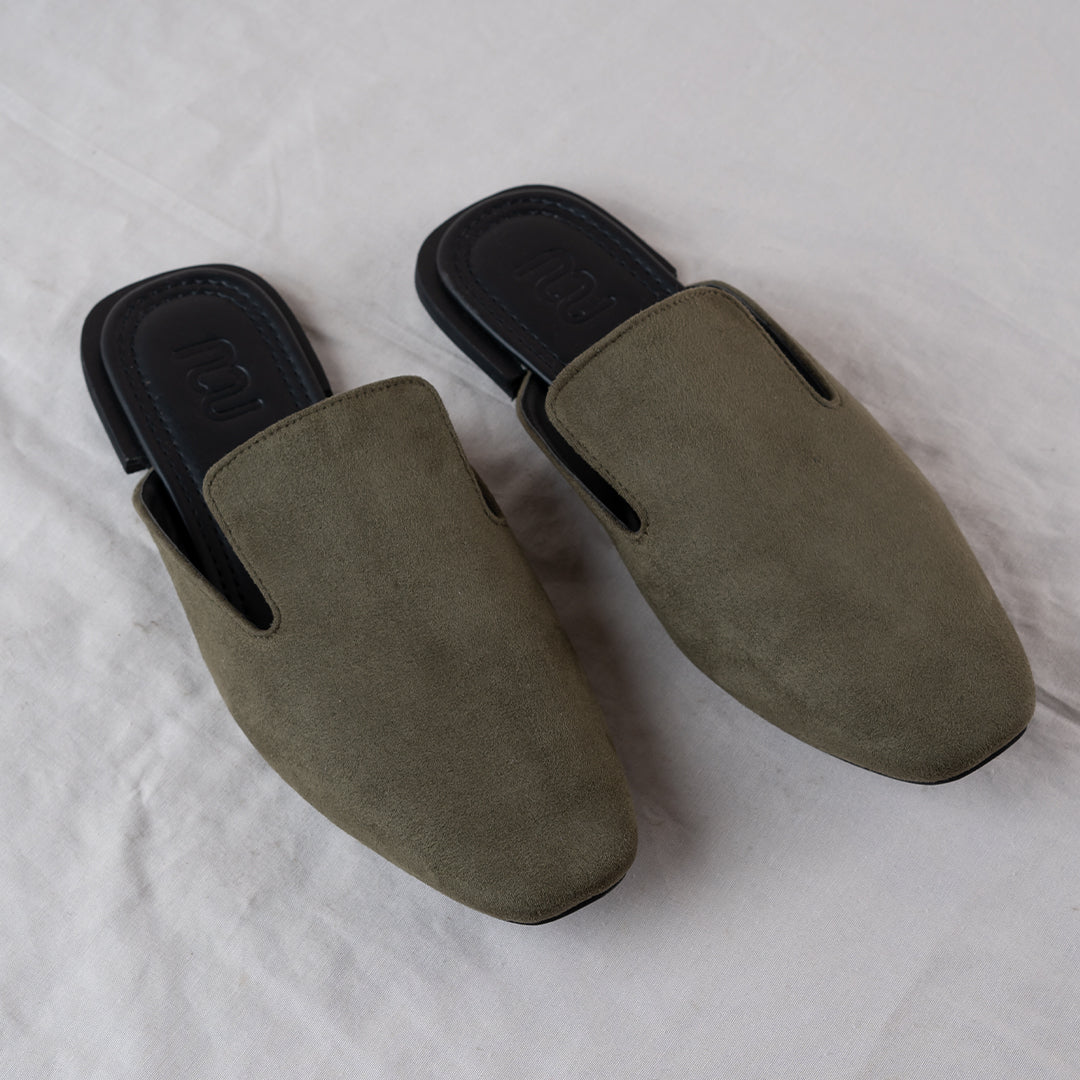 Women's Suede Mules - Olive