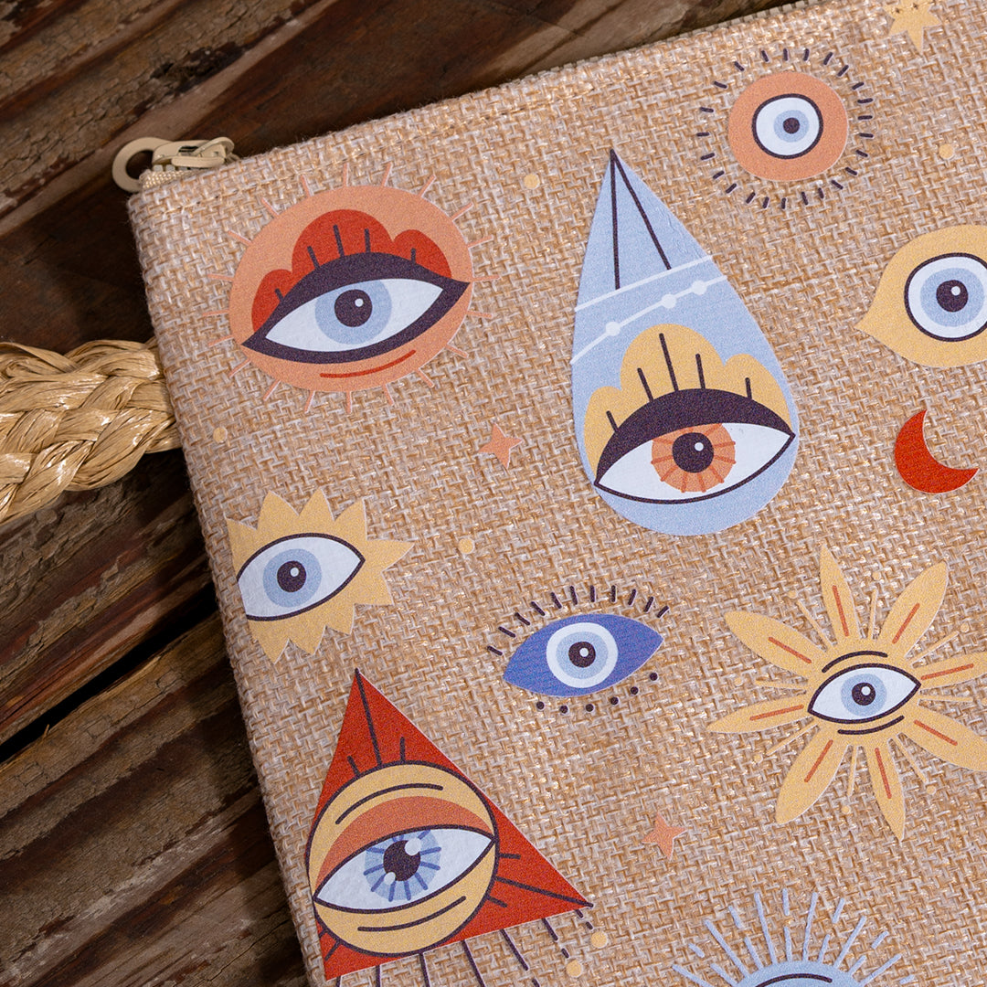 Colorful Eyes Jute Clutch Bag