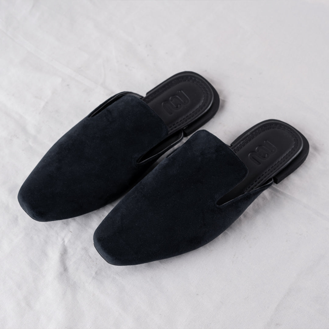 Women's Suede Mules - Black