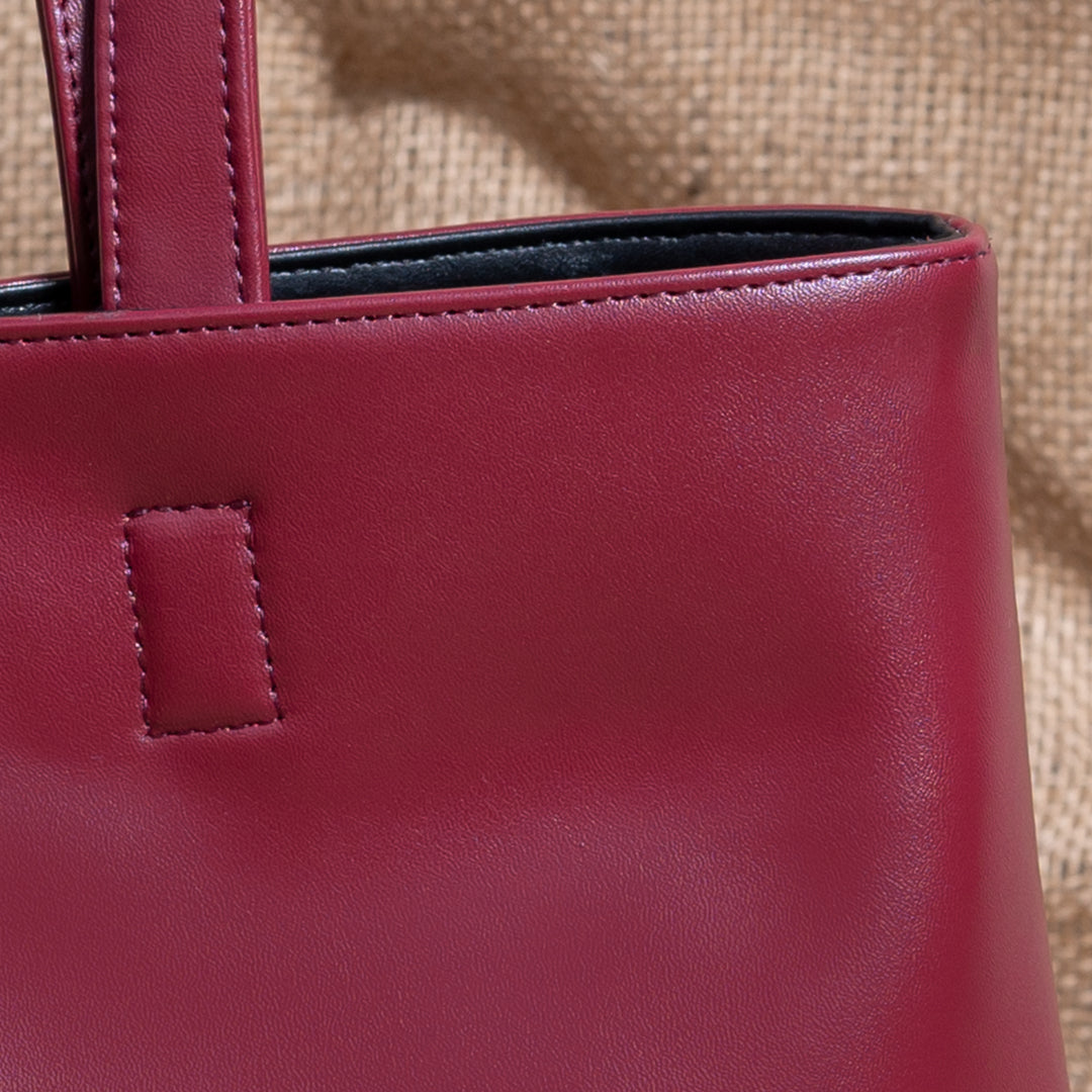 Leather Shoulder Bag with Pouch Red