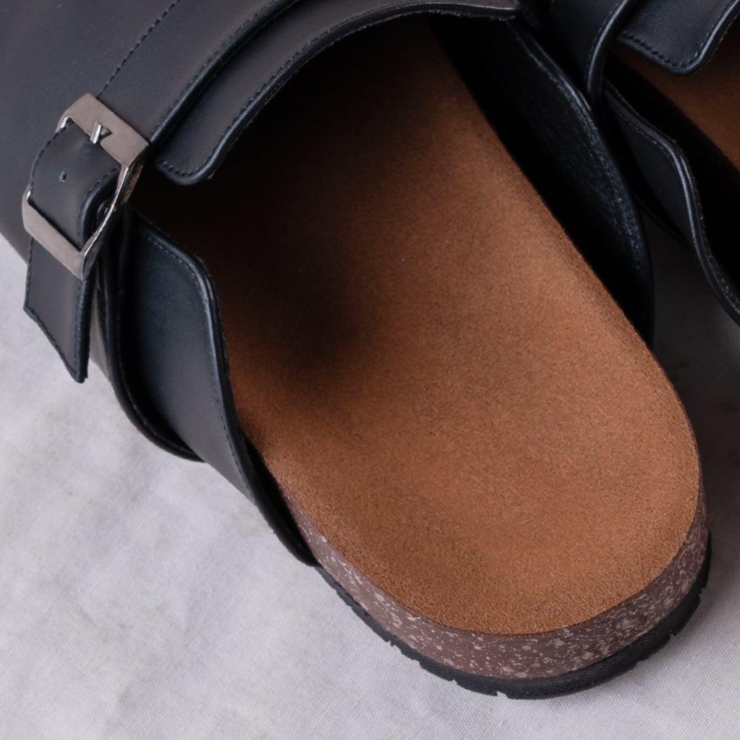 Comfy Unisex Black leather Clogs